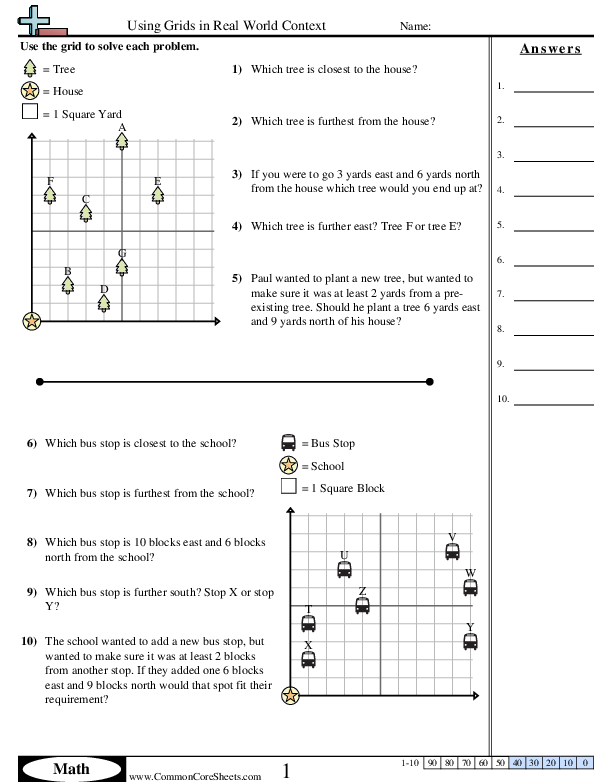 Grid Worksheets - Using Grids in Real World Context worksheet